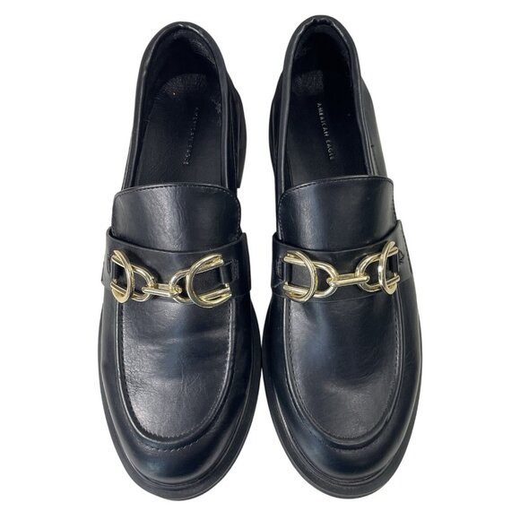 American Eagle Loafers Womens 8.5 Black SlipOn Shoe Horse Bit Old Money Academia - Picture 2 of 8